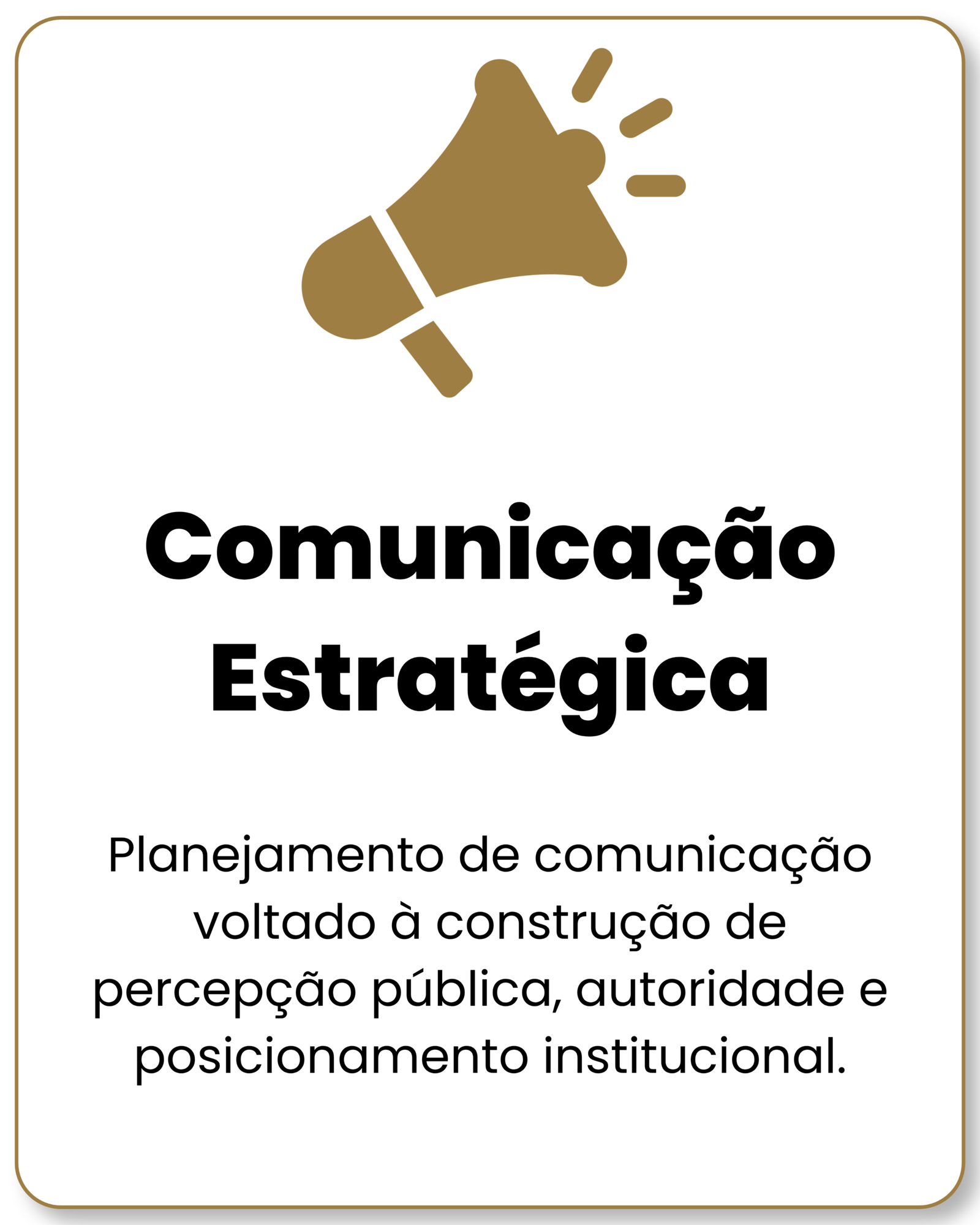 Comunicação Estratégica — planejamento de comunicação voltado à construção de percepção pública, autoridade e posicionamento institucional.